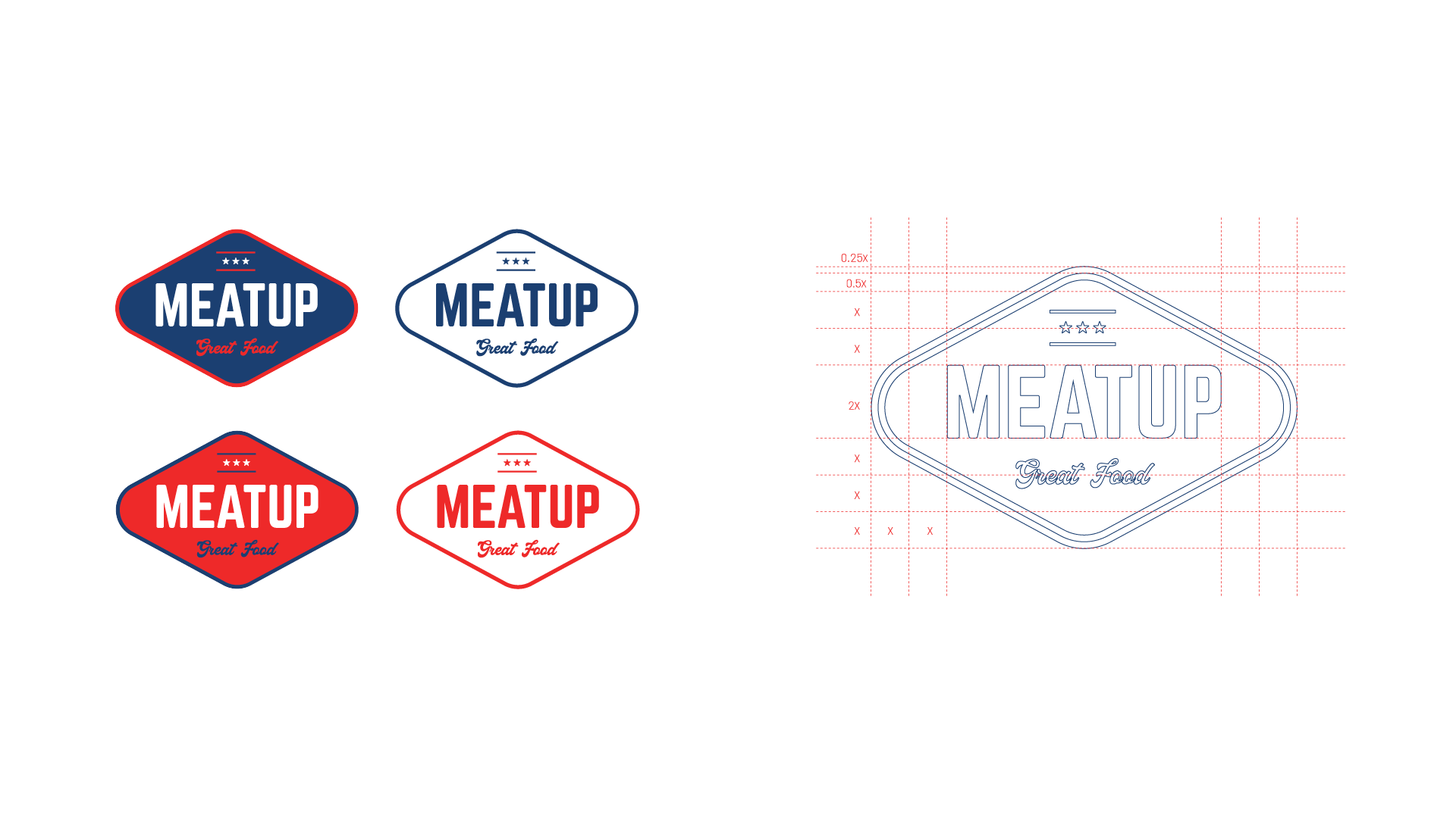 MeatUp logo design grid